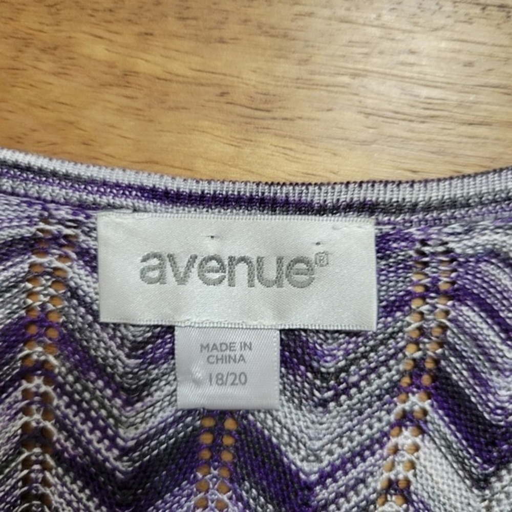 Avenue Open Front Cardigan Womens 18/20 Purple Chevron 36" longline - Picture 8 of 9